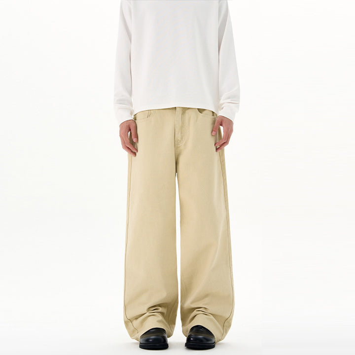 Men's loose-fitting cotton denim jeans with straight leg and clean minimal design Mune Fashion