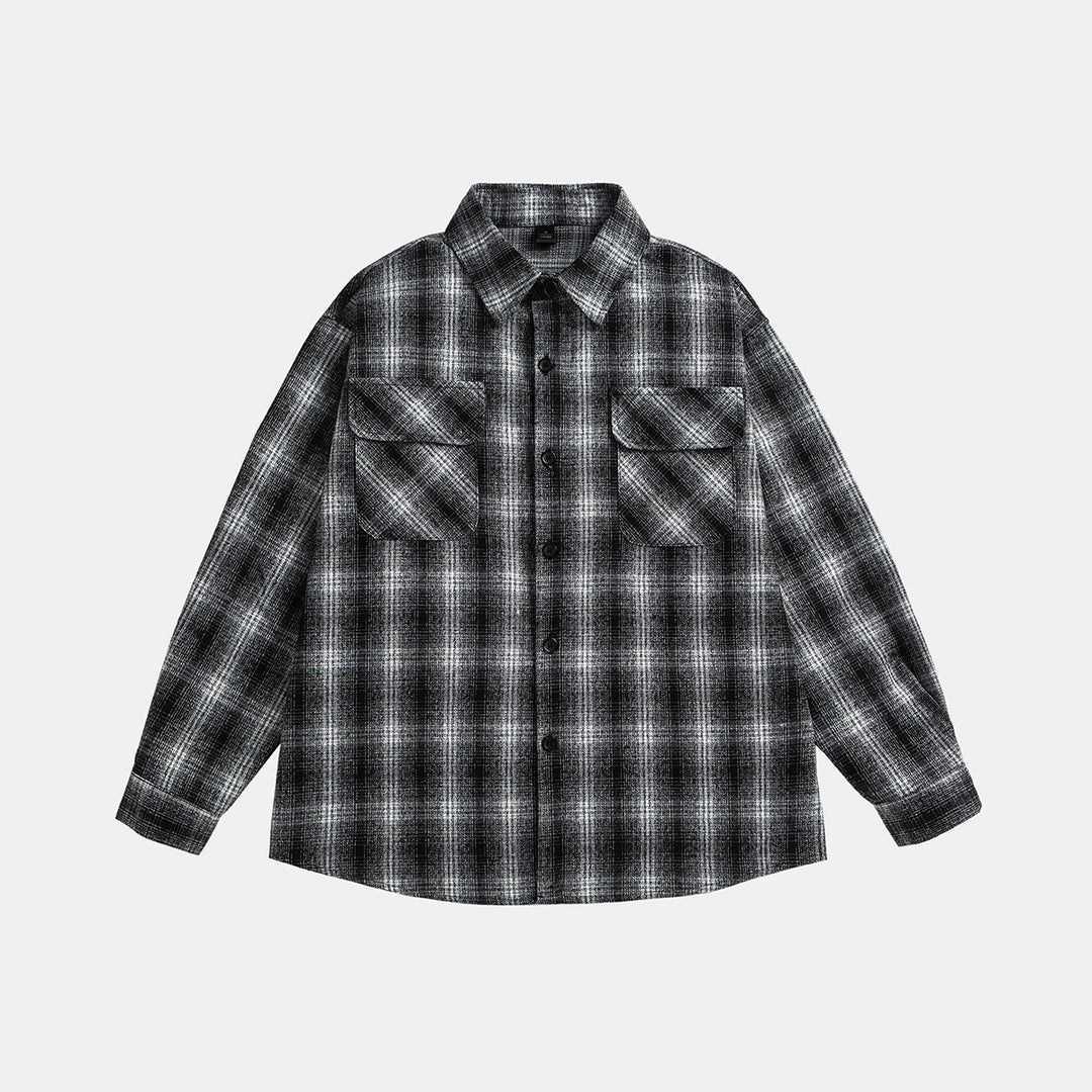 Unisex Checked Overshirt Jacket in Flannel Look with Chest Flap Pockets Mune Fashion
