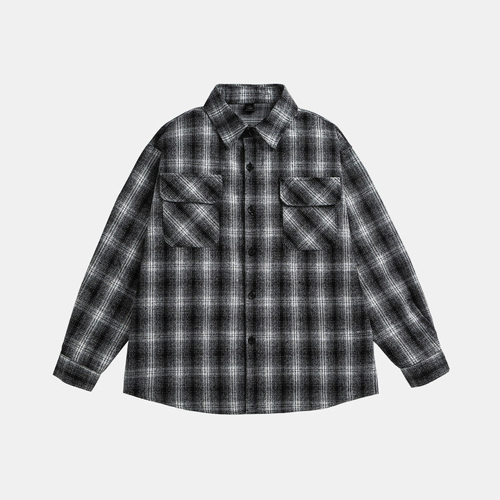 Unisex Checked Overshirt Jacket in Flannel Look with Chest Flap Pockets Mune Fashion