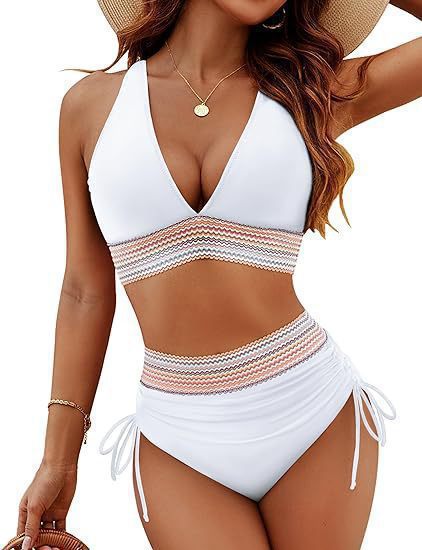 Women's High-Cut Bikini with V-Neckline and Ruffled Detail Mune Fashion
