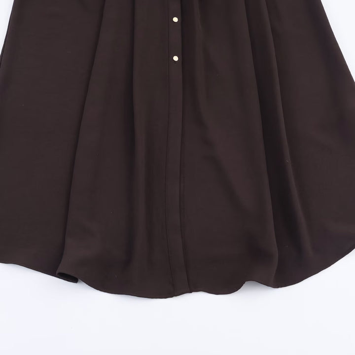Women 10+ long shirt dress with continuous button placket and fitted belt Mune Fashion
