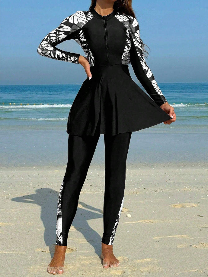 Ladies' Surf Suit with Skirt and Long Sleeve Design Mune Fashion