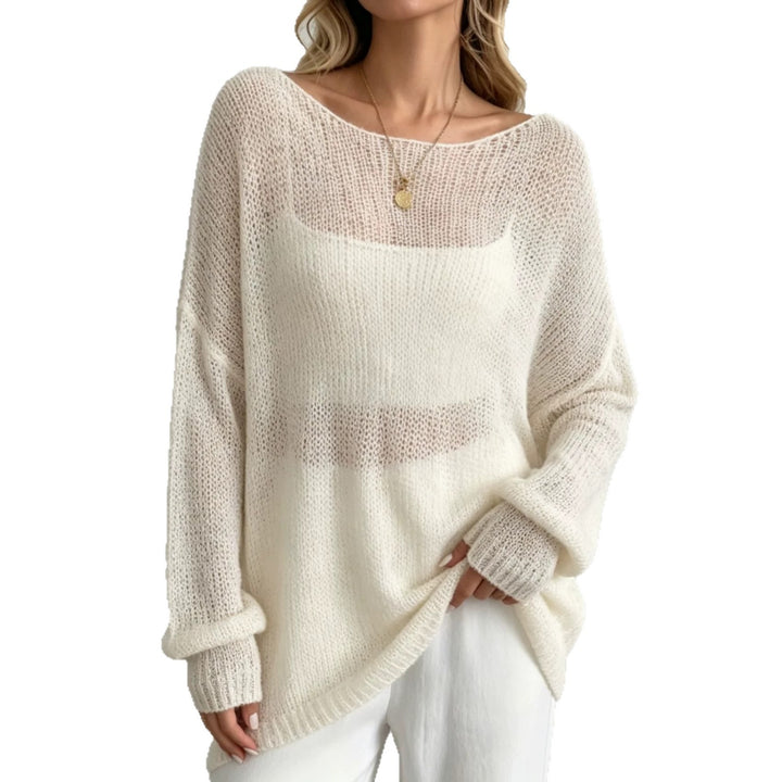 Women Oversize Knit Sweater with Transparent Mohair Effect Mune Fashion