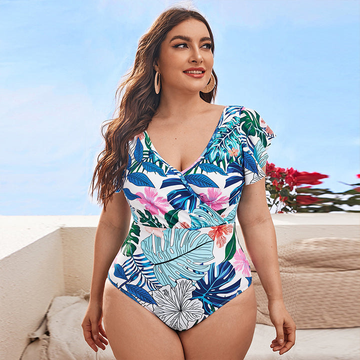 Women Elegant Swimsuit with Floral Ruffle Details Mune Fashion