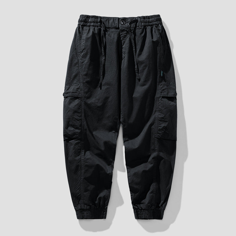 Herren Elastische Cargo-Jogginghose mit Tunnelzug, Knieabnähern und Multifachtaschen Mune Fashion