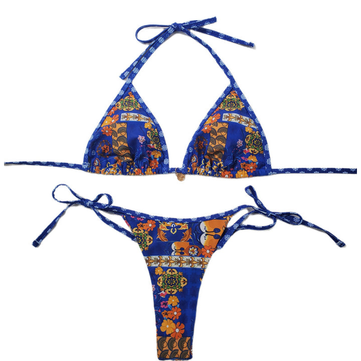 Women's triangle bikini with floral design and adjustable straps Mune Fashion