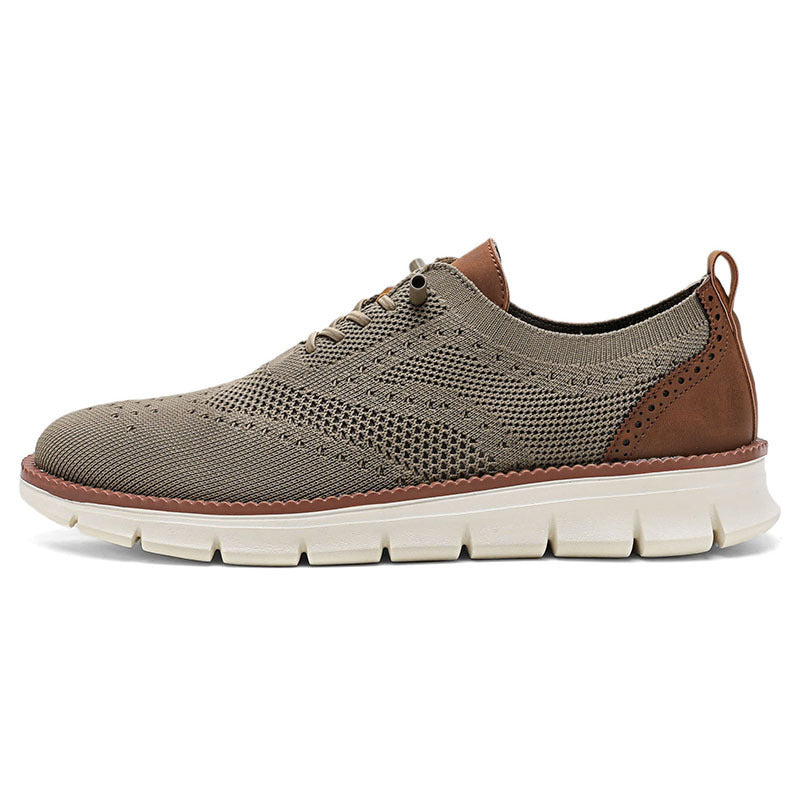 Men's knitted business casual lace-up with wingtip detailing and flexible EVA sole Mune Fashion