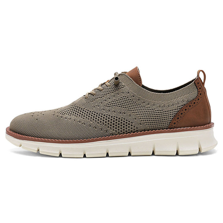 Men's knitted business casual lace-up with wingtip detailing and flexible EVA sole Mune Fashion