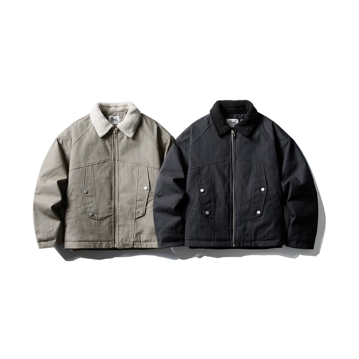 Unisex Short Canvas Field Blouson with Teddy Collar and Two-Way Zipper Mune Fashion