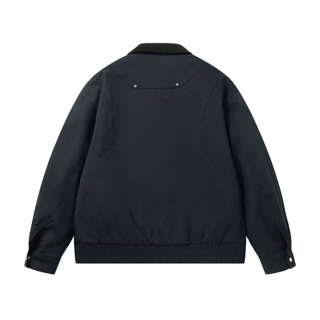 Men's cropped boxy blouson with corduroy collar, two-way zipper, and flap pockets Mune Fashion