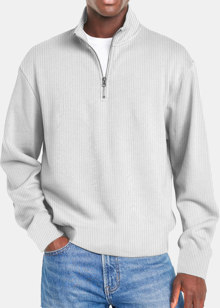 Men's ribbed troyer pullover with half zip and stand-up collar Mune Fashion