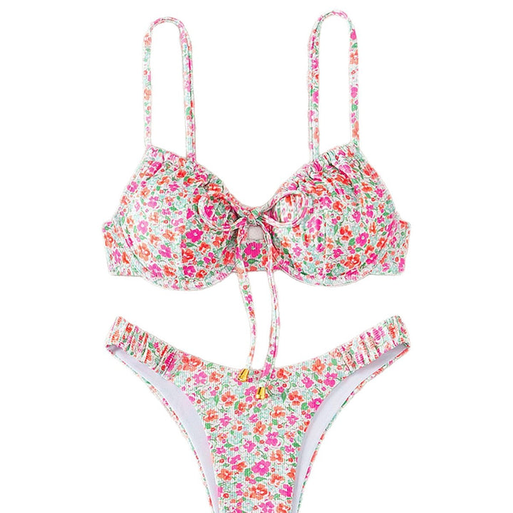 Women Push-Up Bikini with floral design and sophisticated lacing Mune Fashion
