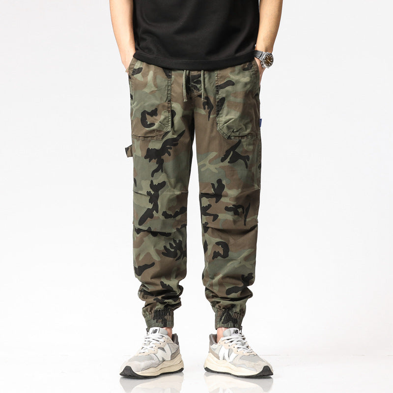 Herren Camouflage-Cargo-Joggerhose mit Tunnelzug, Mehrfachtaschen und gerippten Beinabschlüssen Mune Fashion