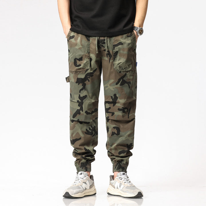 Herren Camouflage-Cargo-Joggerhose mit Tunnelzug, Mehrfachtaschen und gerippten Beinabschlüssen Mune Fashion