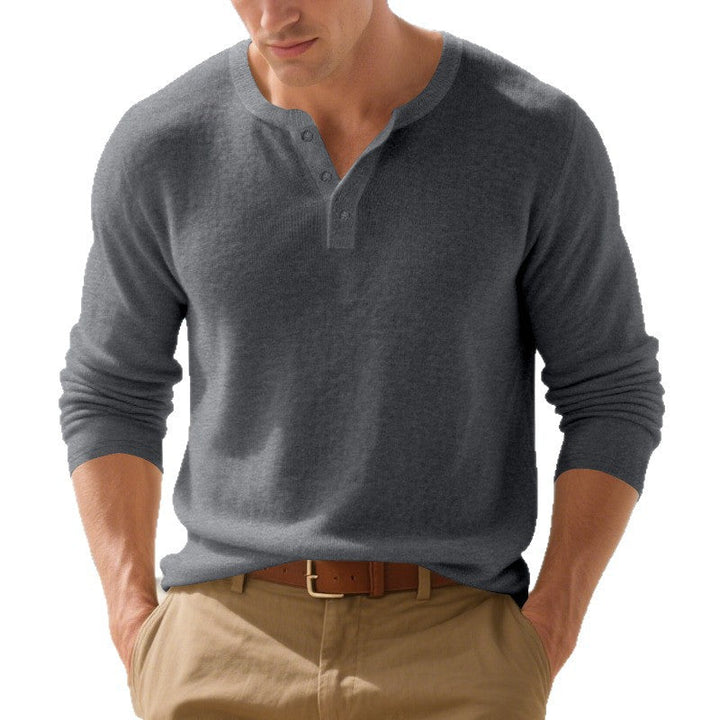 Men's Long-Sleeve Henley Shirt Made Of High-Quality Cotton Blend with Stylish Button Details Mune