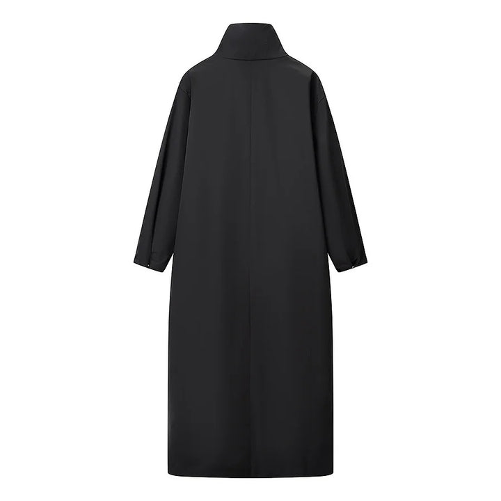 Women's longer water-repellent coat in cocoon cut with adjustable standing collar Mune Fashion