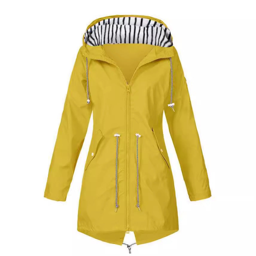 Women's tailored parka jacket with hood, drawstring waist and concealed zipper Mune Fashion