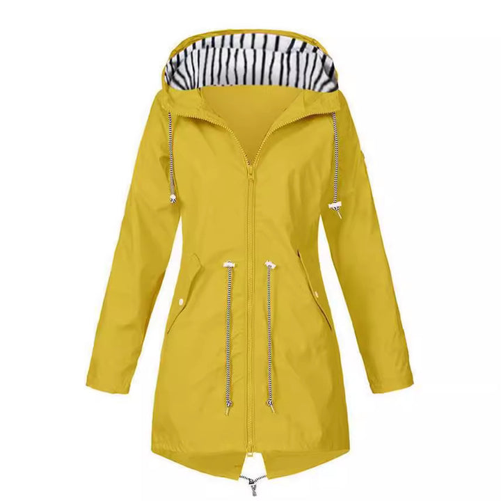 Women's tailored parka jacket with hood, drawstring waist and concealed zipper Mune Fashion
