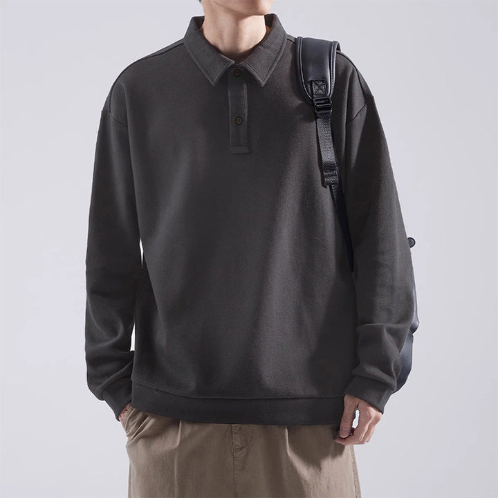 Unisex Oversize Polo Sweatshirt with ribbed cuffs and button placket Mune Fashion