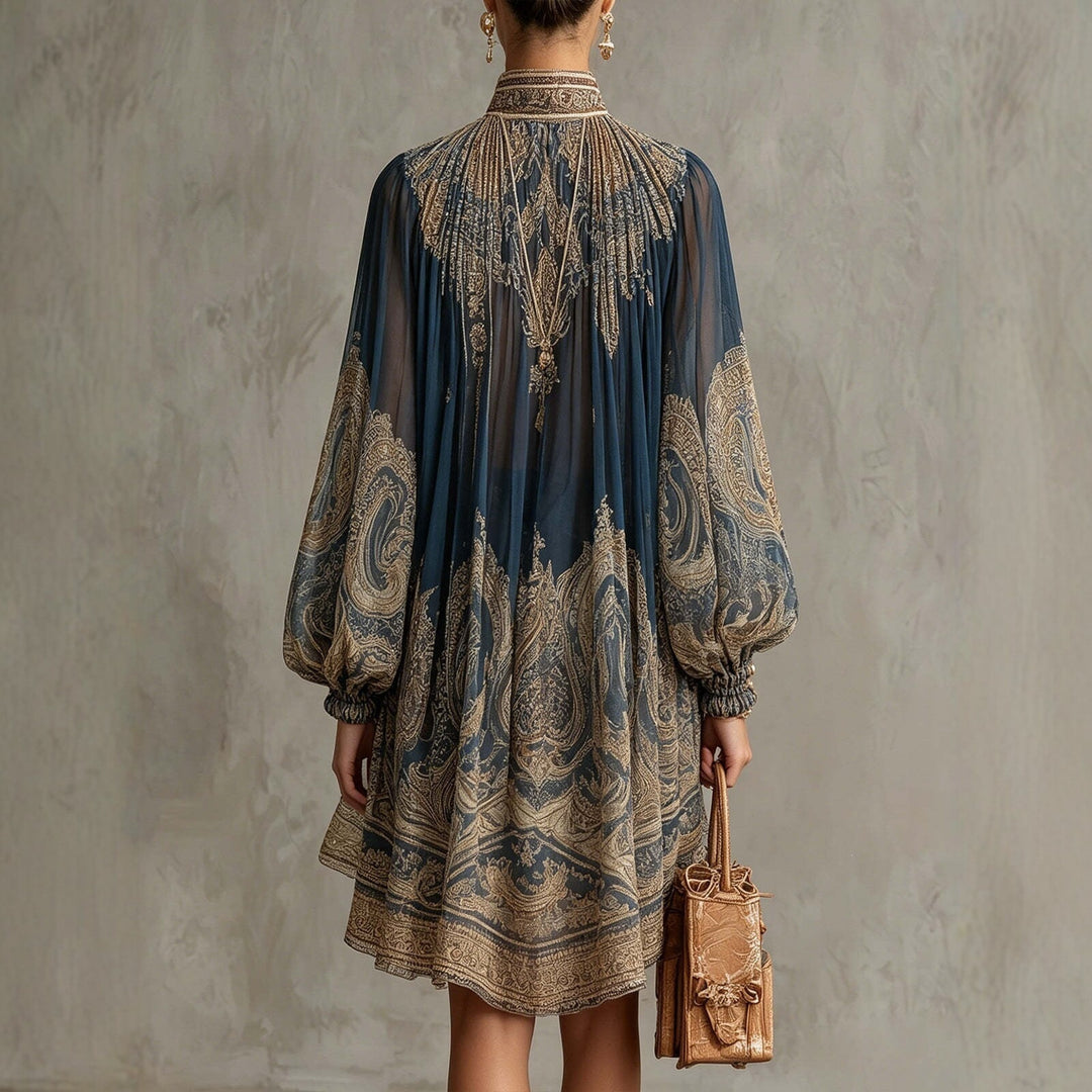Ladies Elegant Chiffon Dress with Intricate Pattern Mune Fashion