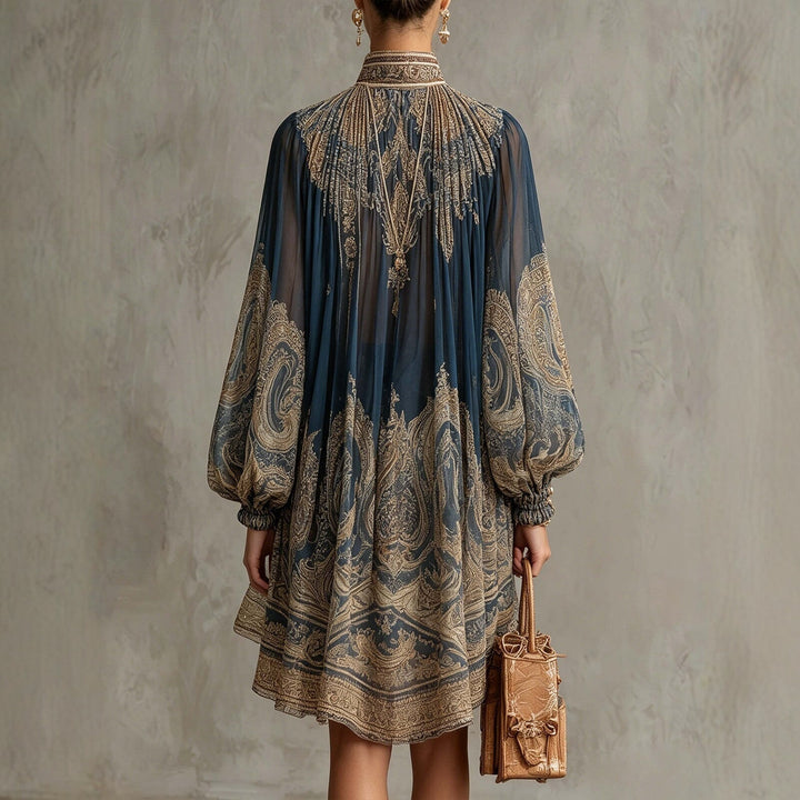 Ladies Elegant Chiffon Dress with Intricate Pattern Mune Fashion