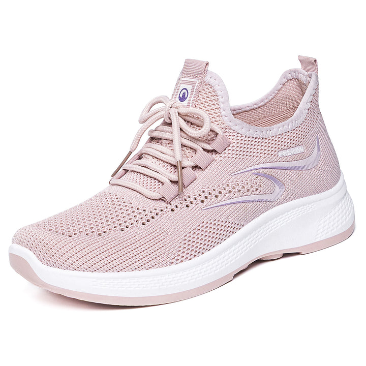 Women's breathable knitted casual sneaker with elastic lacing and shock-absorbing wedge sole Mune Fashion