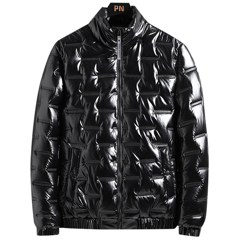 Men's metallic quilted thermally insulated down jacket with high stand-up collar Mune Fashion