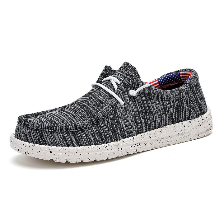 Men's Casual Canvas Moccasin Slipper with Braided Lacing and Spotted EVA Sole Mune Fashion