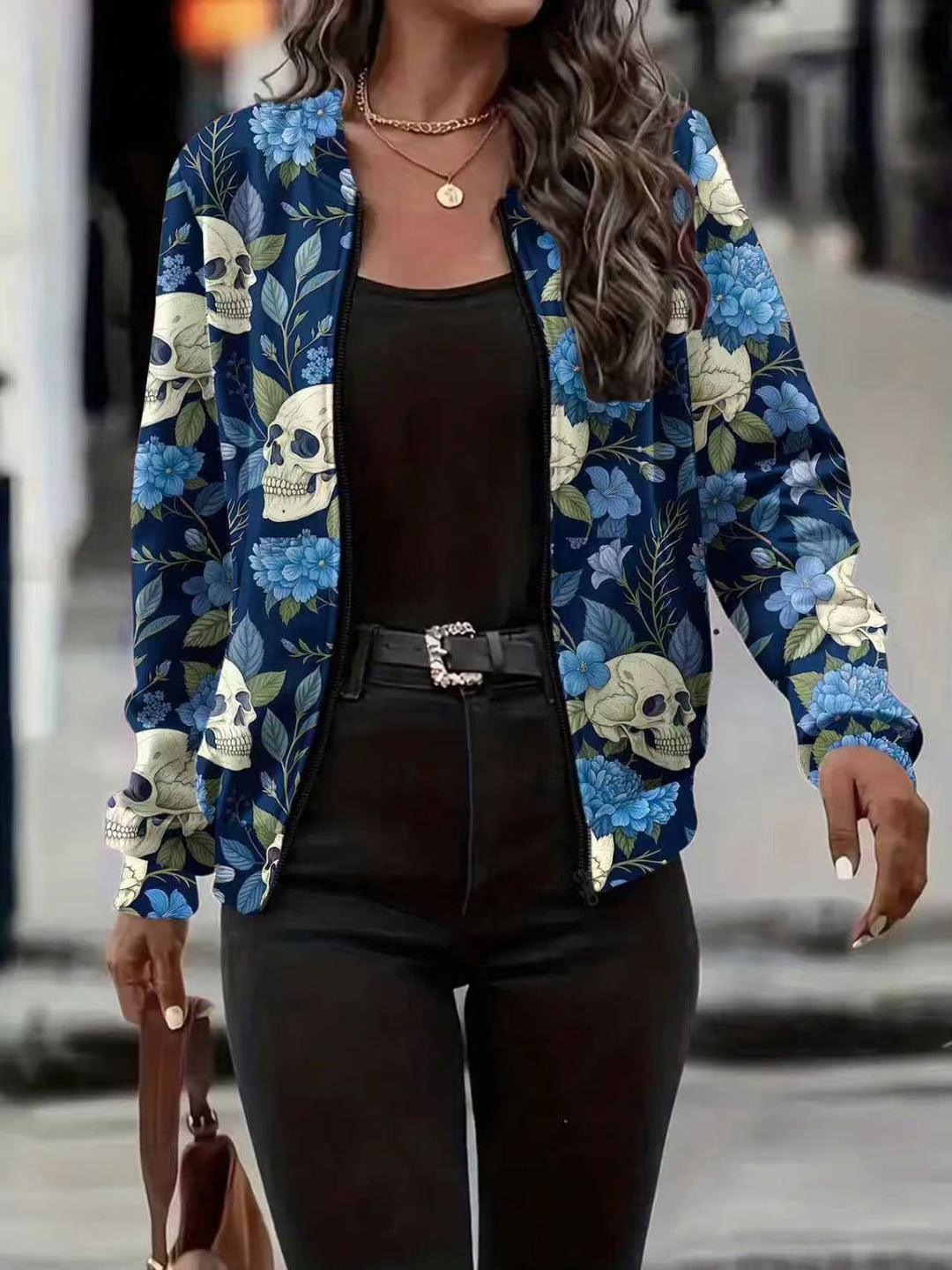 Women GMune Fashionlümte bomber jacket with skull print and zipper Mune Fashion