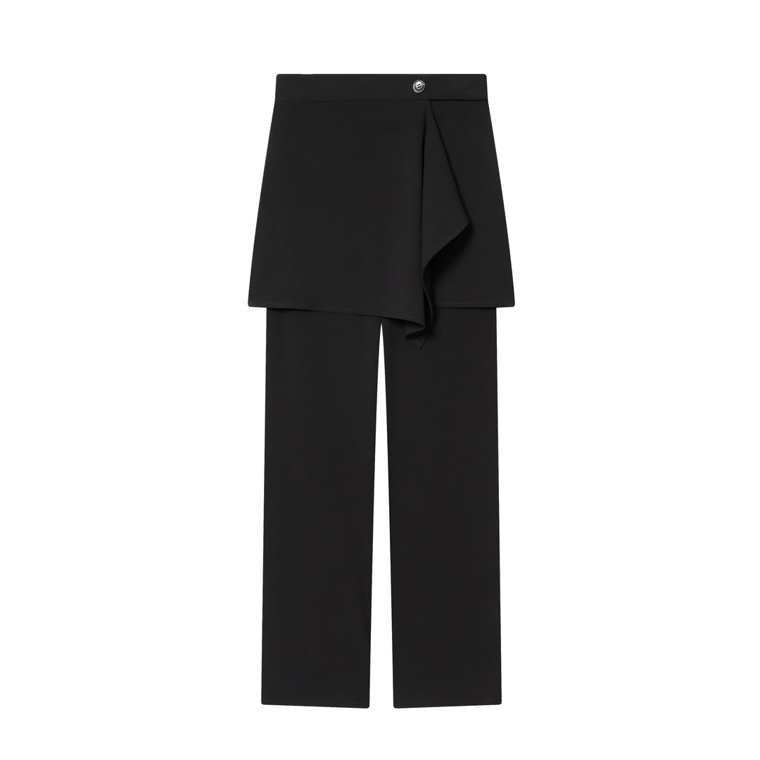 Women's nan Highwaist pants with wide leg and asymmetrical wrap skirt overlay Mune Fashion
