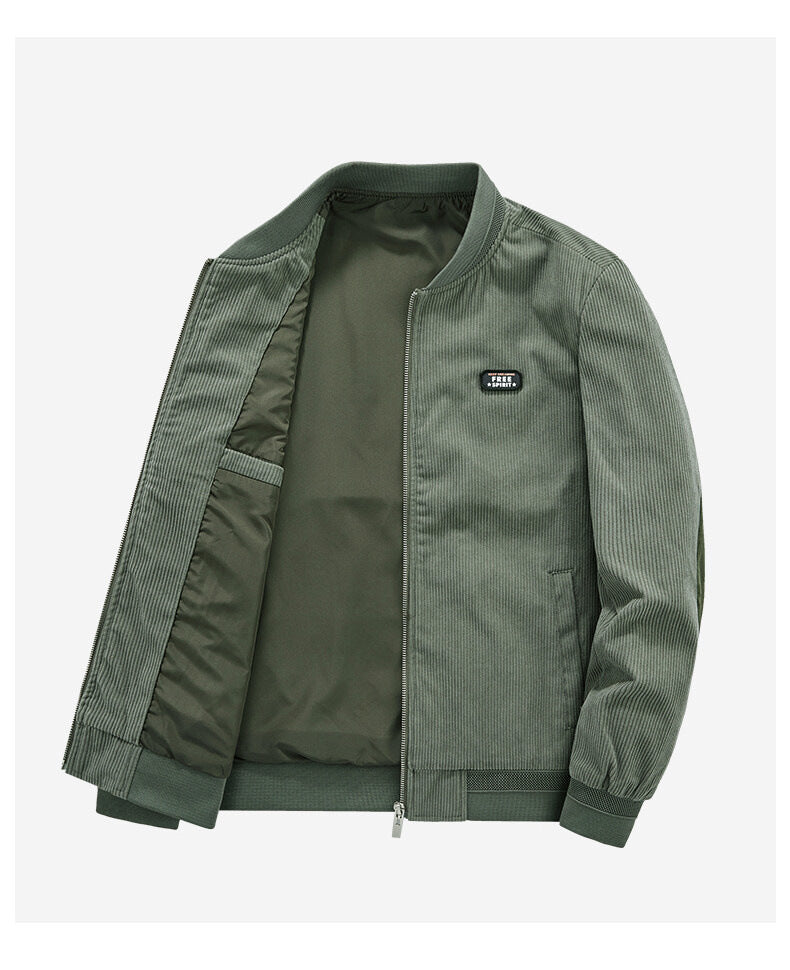 Men's cord flight jacket with satin lining, ribbed cuffs, and concealed inner pockets Mune Fashion