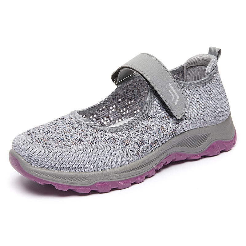Women's breathable knitted Mary Jane sneakers with Velcro, shock-absorbing EVA midsole, and grippy profile outsole Mune Fashion