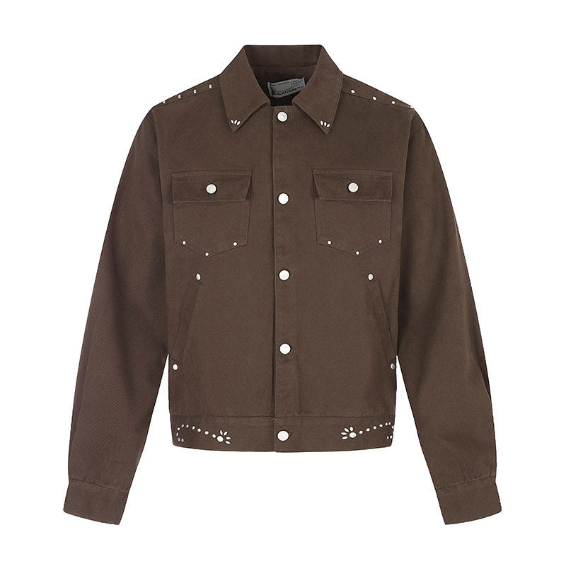 Ladies short trucker jacket made of canvas with decorative eyelets, snap button front and flap pockets Mune Fashion