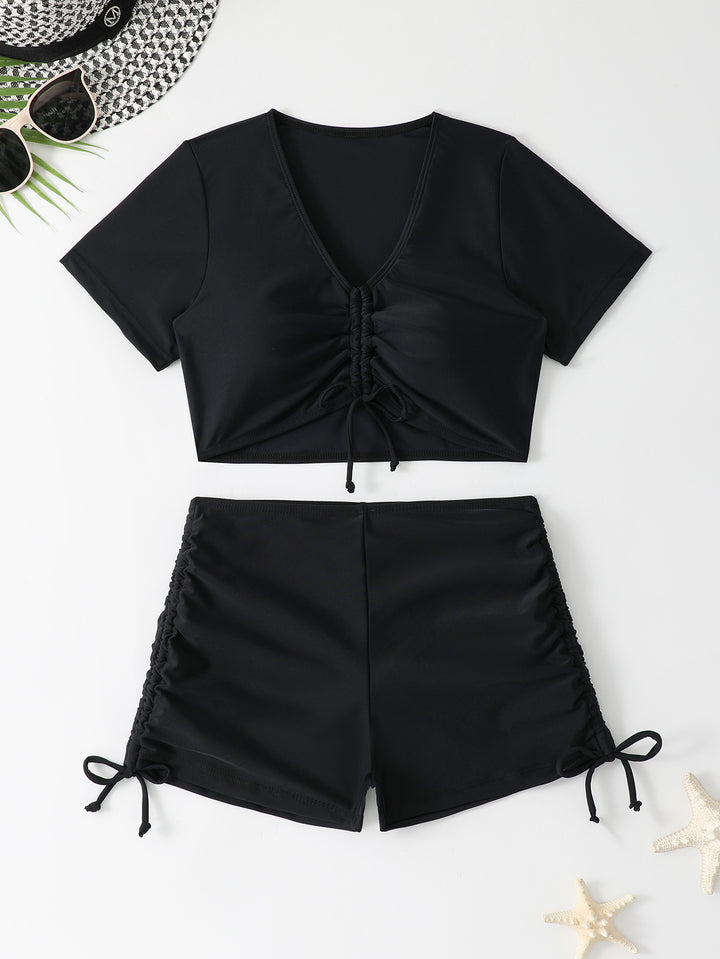Women’s Sporty Crop Top and Shorts Set Mune Fashion