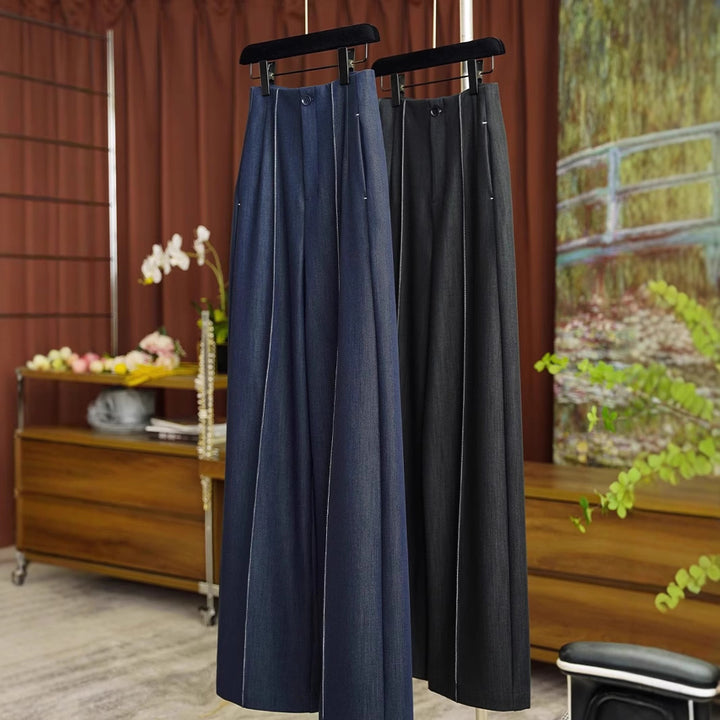 Women's high-waisted wide pleated trousers with crease and flowing wide-leg silhouette Mune Fashion