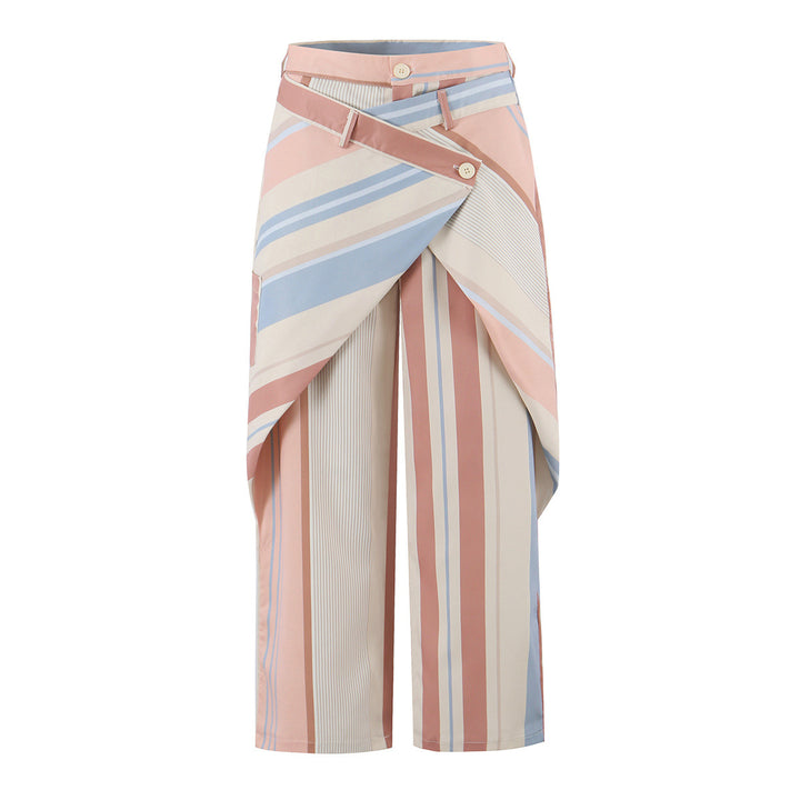 Women's Wrap Pants with Wide Leg and Asymmetrical Overlay Mune Fashion