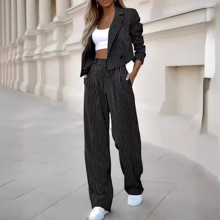 Ladies stylish business outfit with marginal stripe pattern Mune Fashion