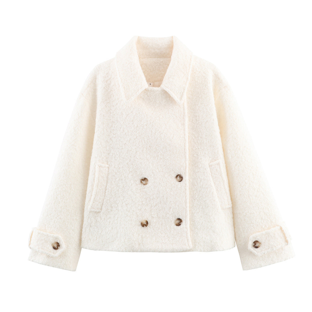 Women's nan cast Bouclé jacket with short cut, double-breasted button placket and cuff bar Mune Fashion