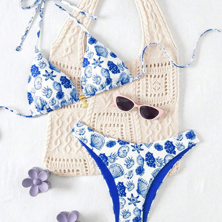 Women's Polka Dots Triangle Bikini with Adjustable Straps Mune Fashion