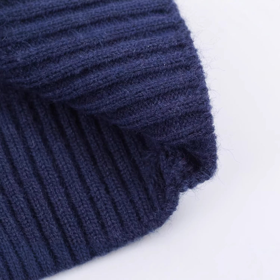 Women's Oversize Cable Knit Pullover with Half Zipper and Shawl Collar Mune Fashion