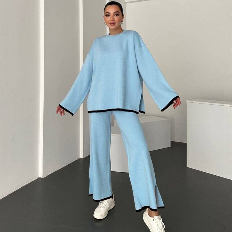Women's Casual Knit Relax Set with Oversized Wide Sweater and Flared Trouser Mune Fashion