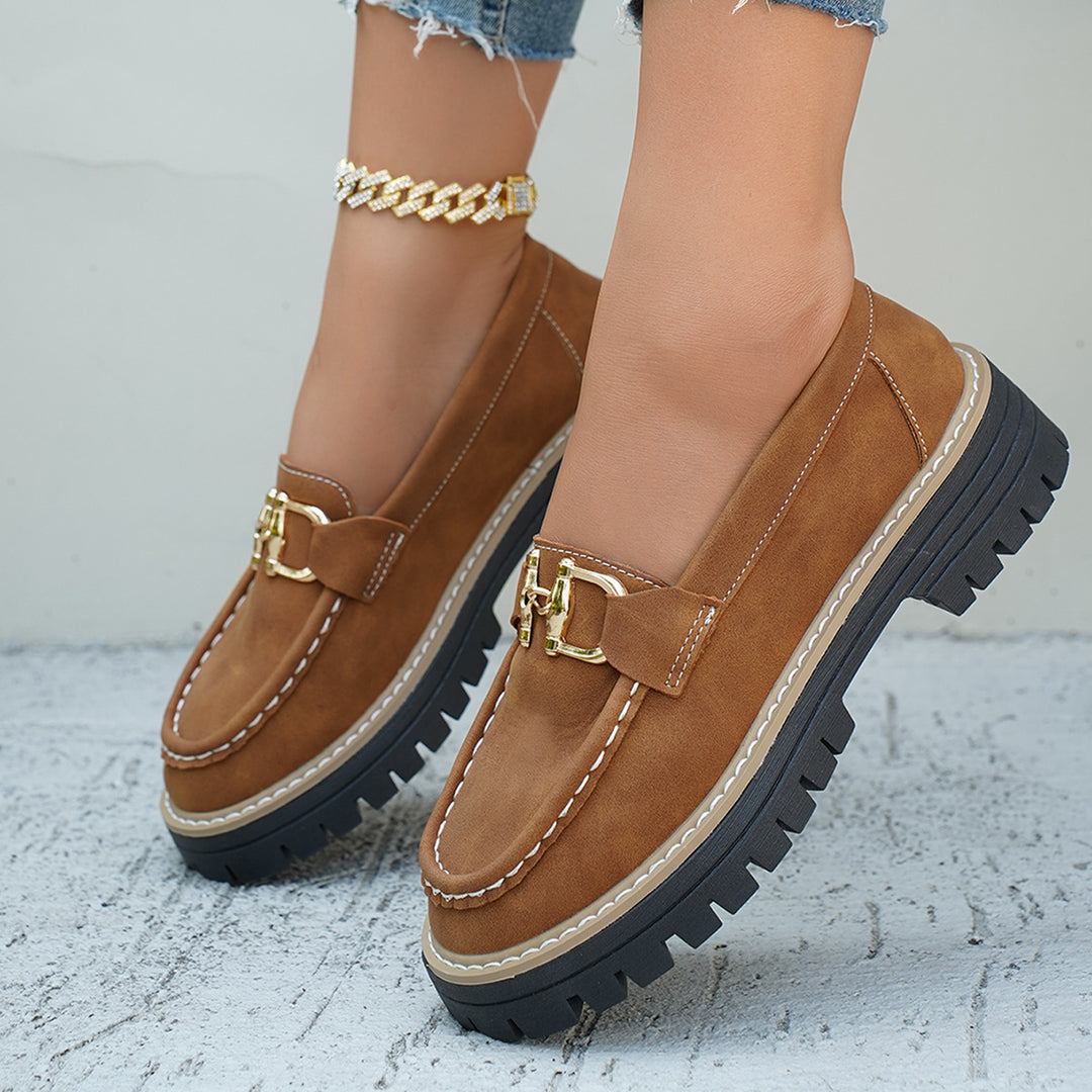 Women Chunky Loafer with profiled lug sole and decorative bit Mune Fashion