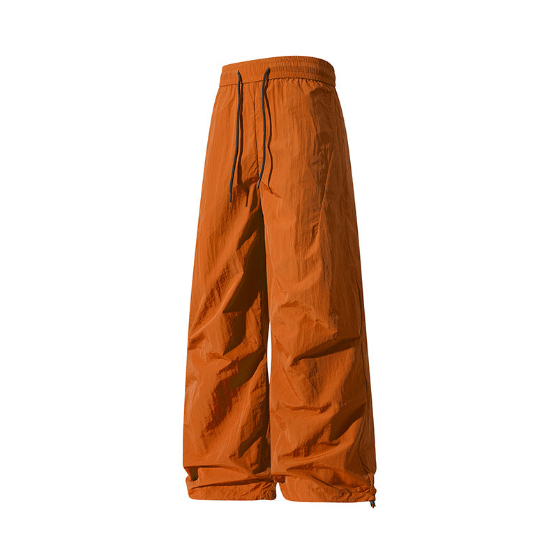 Unisex Wide Technical Nylon Pants with Drawstring and Adjustable Hem Mune Fashion