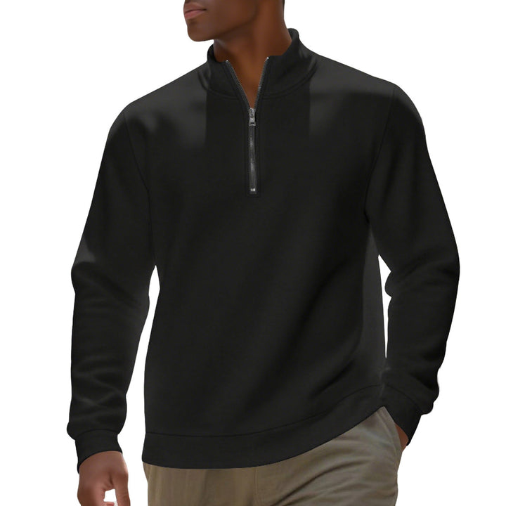 Men's half-zip sweatshirt made of cotton blend with stand-up collar, soft lining and ribbed cuffs Mune Fashion