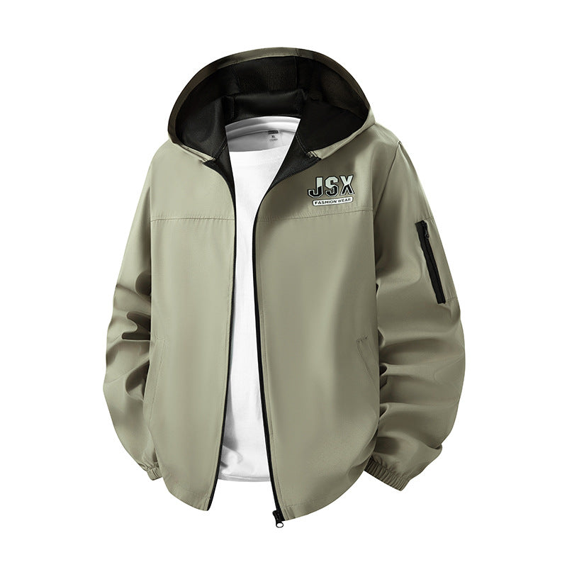 Men's sporty windbreaker jacket with hood Mune Fashion