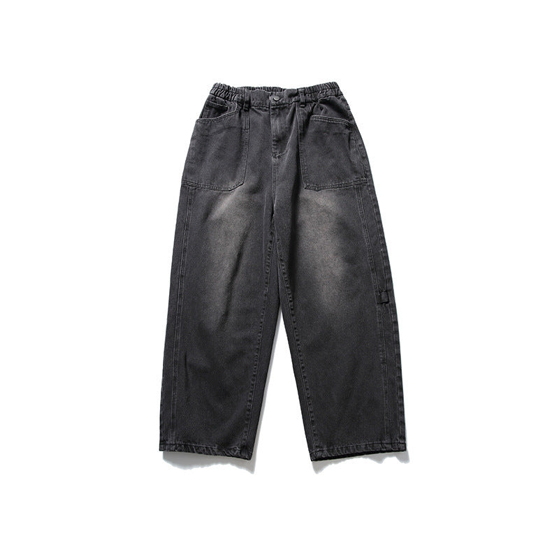 Women Wide High-Waist Denim Culotte with Elastic Waistband and Patch Pockets Mune Fashion