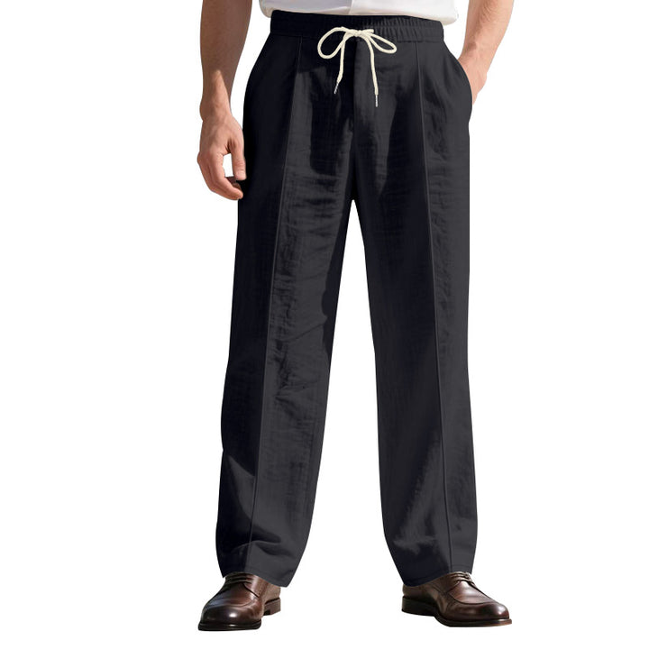 Men's light linen pleated trousers with elastic waistband and drawstring Mune Fashion