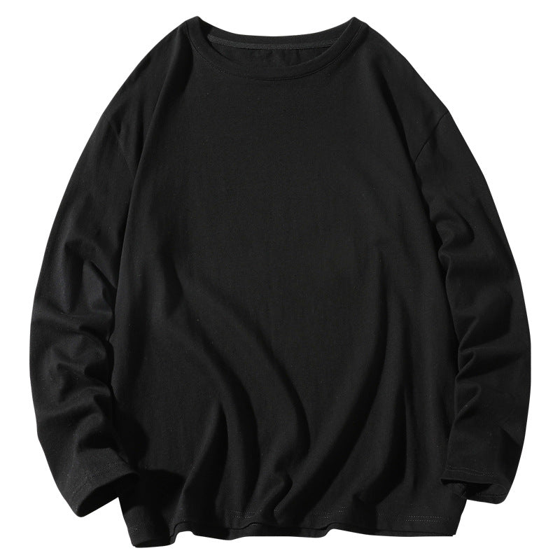 Men's Casual Cotton Basic Long Sleeve Shirt with Round Neck, Relaxed Fit and Reinforced Hem Processing Mune Fashion