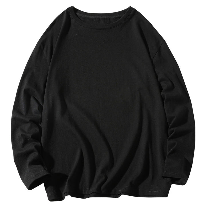 Men's Casual Cotton Basic Long Sleeve Shirt with Round Neck, Relaxed Fit and Reinforced Hem Processing Mune Fashion