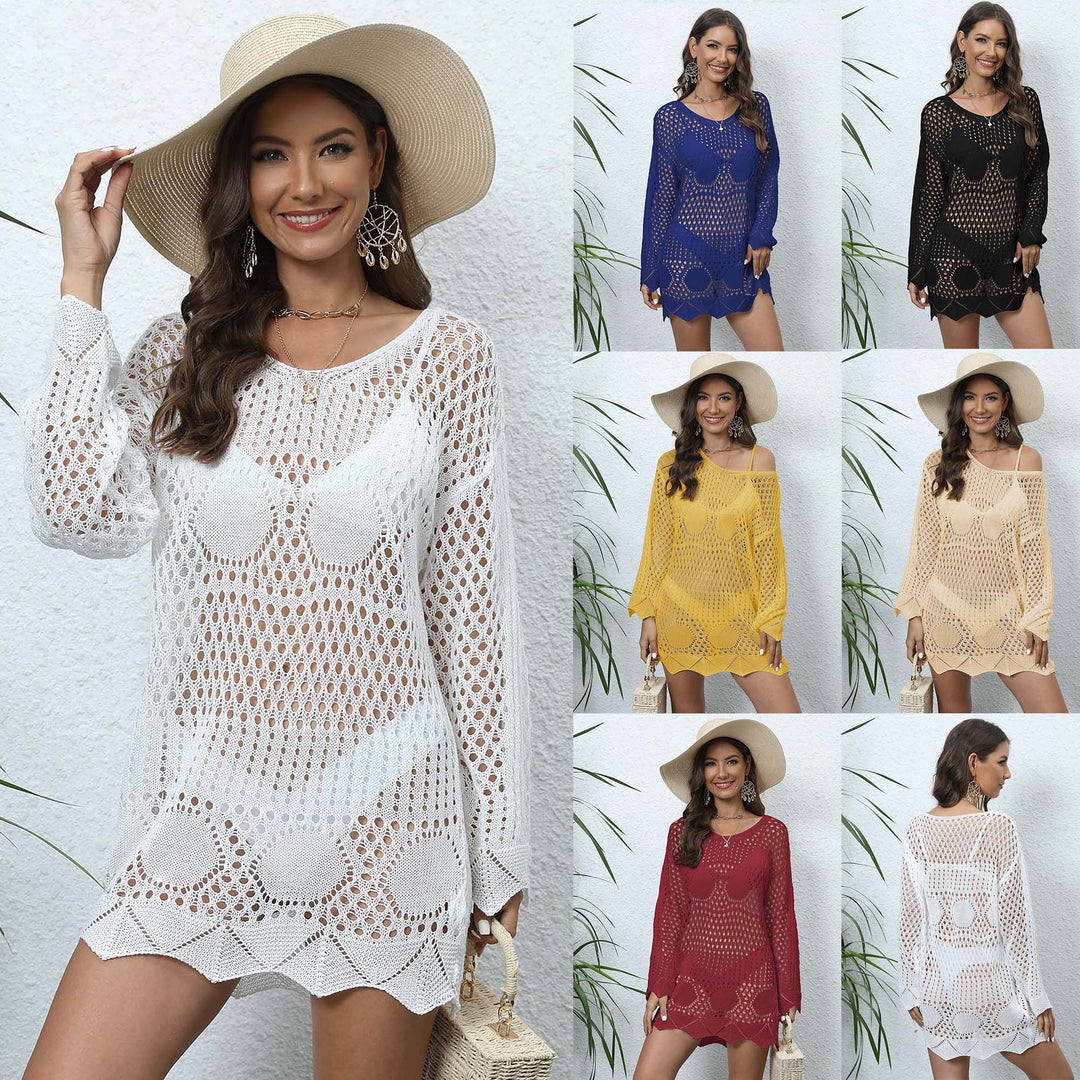 Women transparent crocheted beach cover-up Mune Fashion